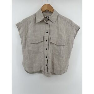 Madewell Boxy Cargo Pocket Button Up Sz S Linen CottageCore